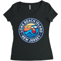 Long Beach Island New Jersey Nj Vintage Nautical Waves Desig T Shirt Women's Triblend Scoop T-shirt | Artistshot