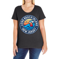 Long Beach Island New Jersey Nj Vintage Nautical Waves Desig T Shirt Ladies Curvy T-shirt | Artistshot