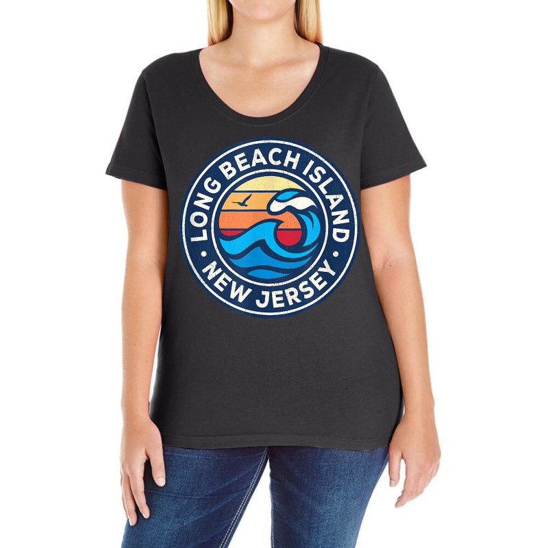 Long Beach Island New Jersey Nj Vintage Nautical Waves Desig T Shirt Ladies Curvy T-Shirt by klezgbnist | Artistshot