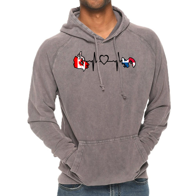 Canada Panama Flag Canadian Panamanian Heartbeat T Shirt Vintage Hoodie by dubrayhecallezhd | Artistshot