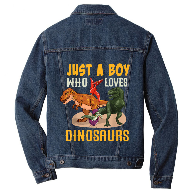 Just A Boy Who Loves Dinosaurs Young Paleontologist Men Denim Jacket by Juan-Design | Artistshot