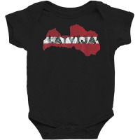 Latvian Map And Flag Souvenir   Distressed Latvija T Shirt Baby Bodysuit | Artistshot