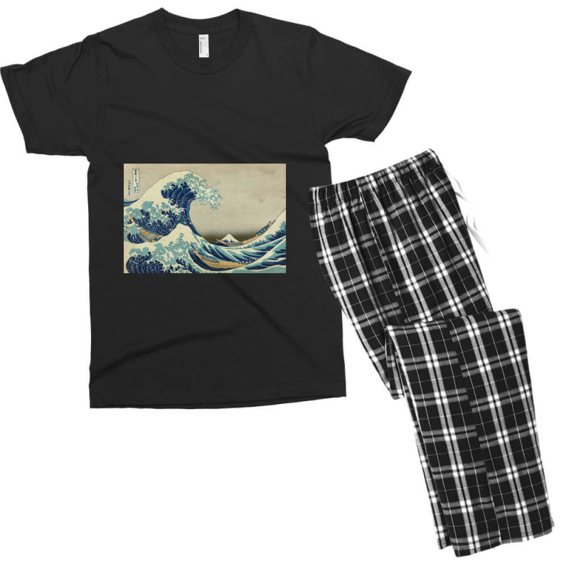 Great Wave Off The Coast Of Kanagawa By Katsushika Hokusai Men's T-shirt Pajama Set by acesenpaii | Artistshot