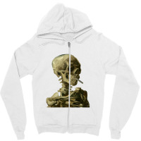 Skull With Burning Cigarette By Vincent Van Gogh Zipper Hoodie | Artistshot