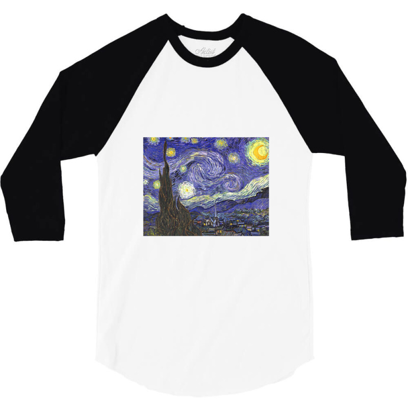 Starry Night By Vincent Van Gogh 3/4 Sleeve Shirt by acesenpaii | Artistshot