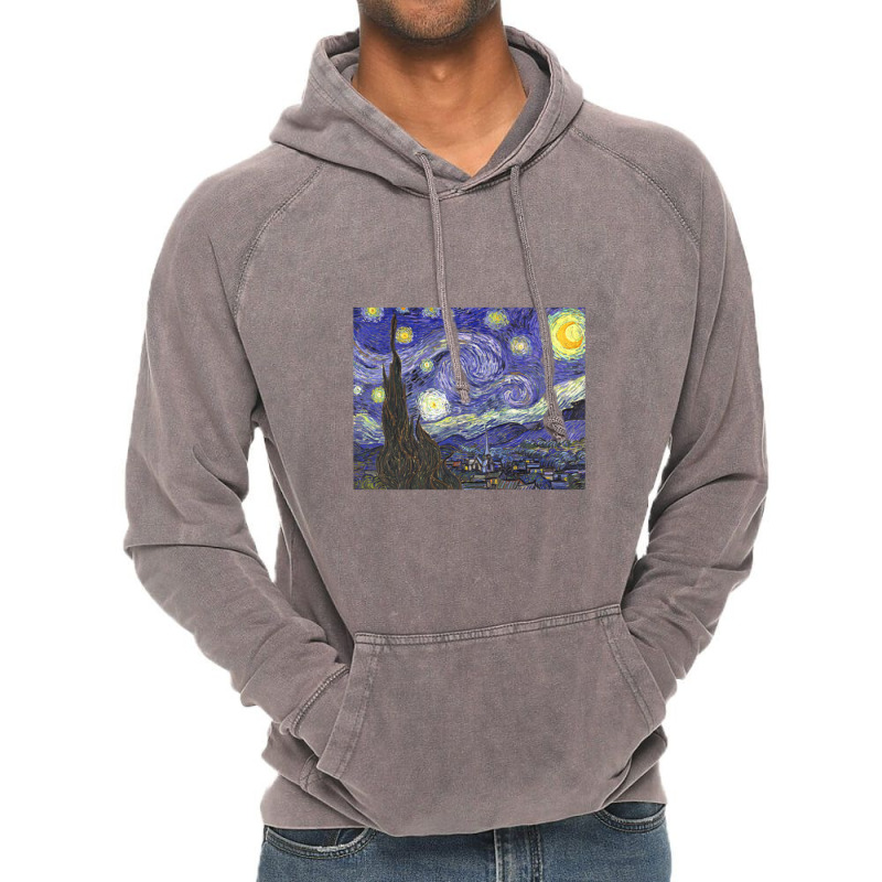 Starry Night By Vincent Van Gogh Vintage Hoodie by acesenpaii | Artistshot