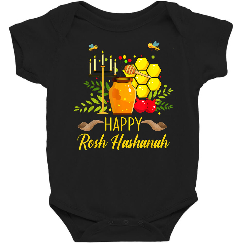 Happy Rosh Hashanah Shana Tova Jewish New Year Honey Shofar T Shirt Baby Bodysuit | Artistshot