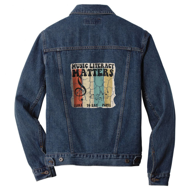 Music Literacy Matters I Like To Eat Puppies Men Denim Jacket | Artistshot