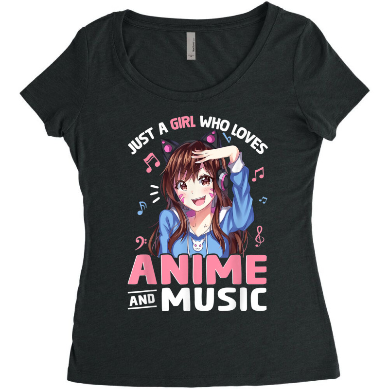 Just A Girl Who Loves Anime And Music Anime Lover Teen Girls Women's Triblend Scoop T-shirt by Juan-Design | Artistshot