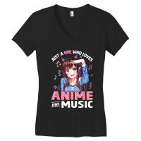 Just A Girl Who Loves Anime And Music Anime Lover Teen Girls Women's V-neck T-shirt | Artistshot