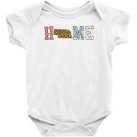 Home State Nebraska Map With Floral Pattern And Leopard Texture Baby Bodysuit | Artistshot