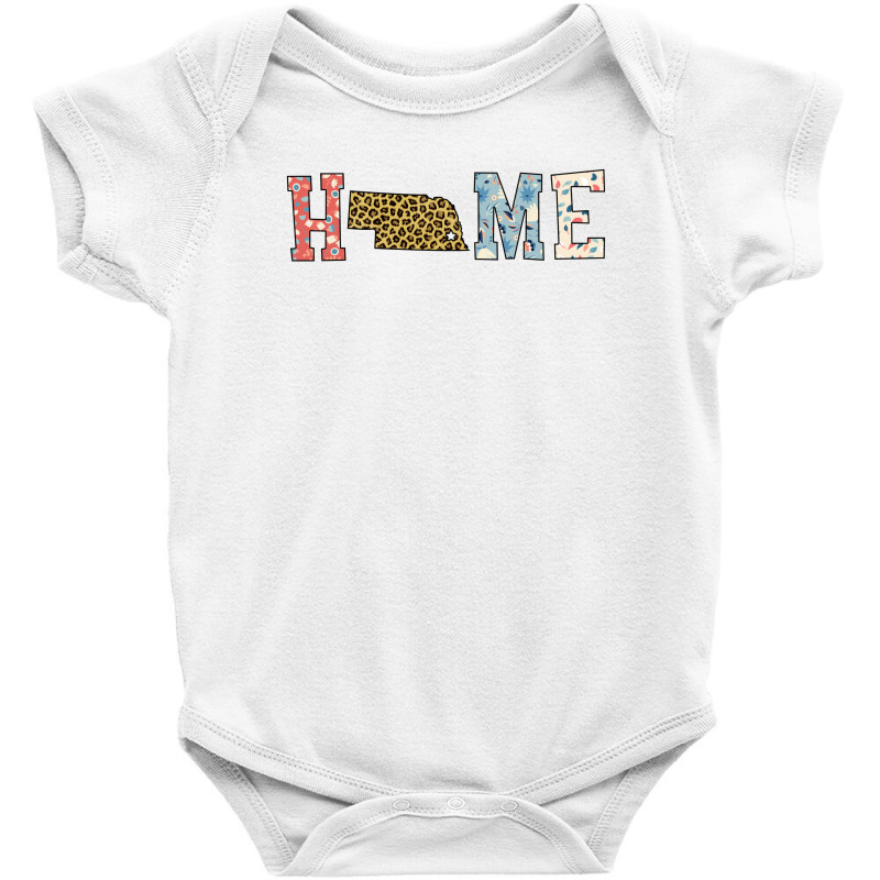 Home State Nebraska Map With Floral Pattern And Leopard Texture Baby Bodysuit | Artistshot