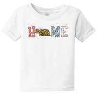 Home State Nebraska Map With Floral Pattern And Leopard Texture Baby Tee | Artistshot