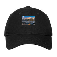 View Of Lake And Mountains Springs Creek Pond Adjustable Cap | Artistshot