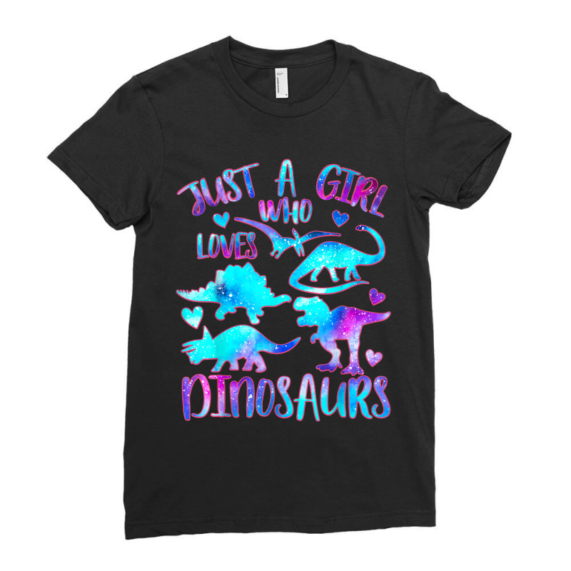 Just A Girl Who Loves Dinosaurs  Dinosaur Theme Teen Girls Ladies Fitted T-Shirt by Juan-Design | Artistshot