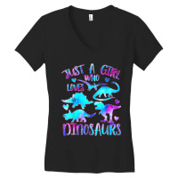 Just A Girl Who Loves Dinosaurs  Dinosaur Theme Teen Girls Women's V-neck T-shirt | Artistshot