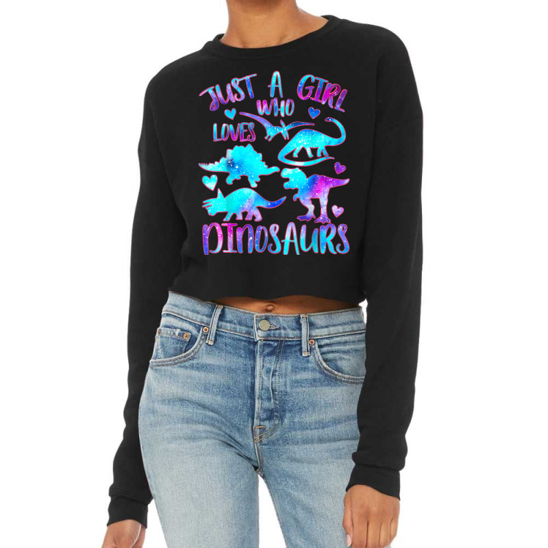 Just A Girl Who Loves Dinosaurs  Dinosaur Theme Teen Girls Cropped Sweater by Juan-Design | Artistshot