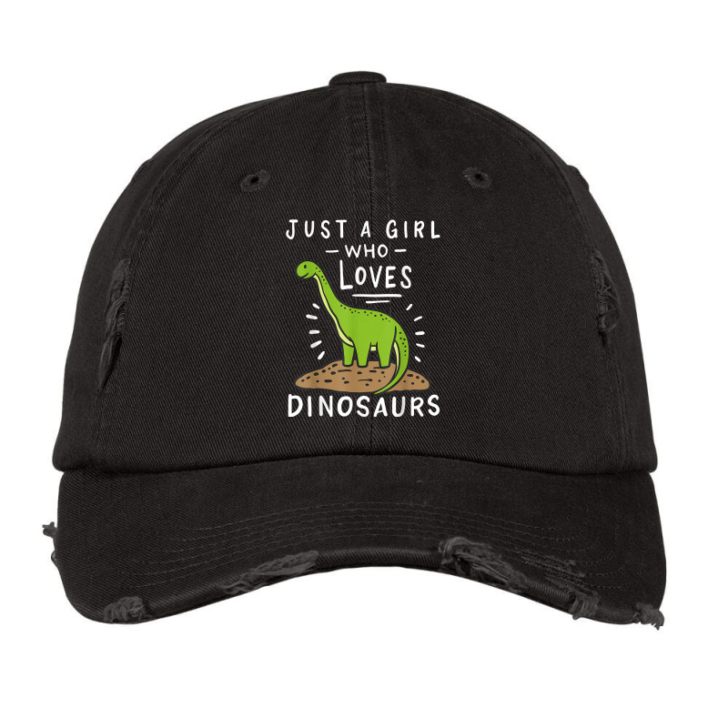 Just A Girl Who Loves Dinosaurs Brachiosaurus Paleontologist Vintage Cap by Juan-Design | Artistshot