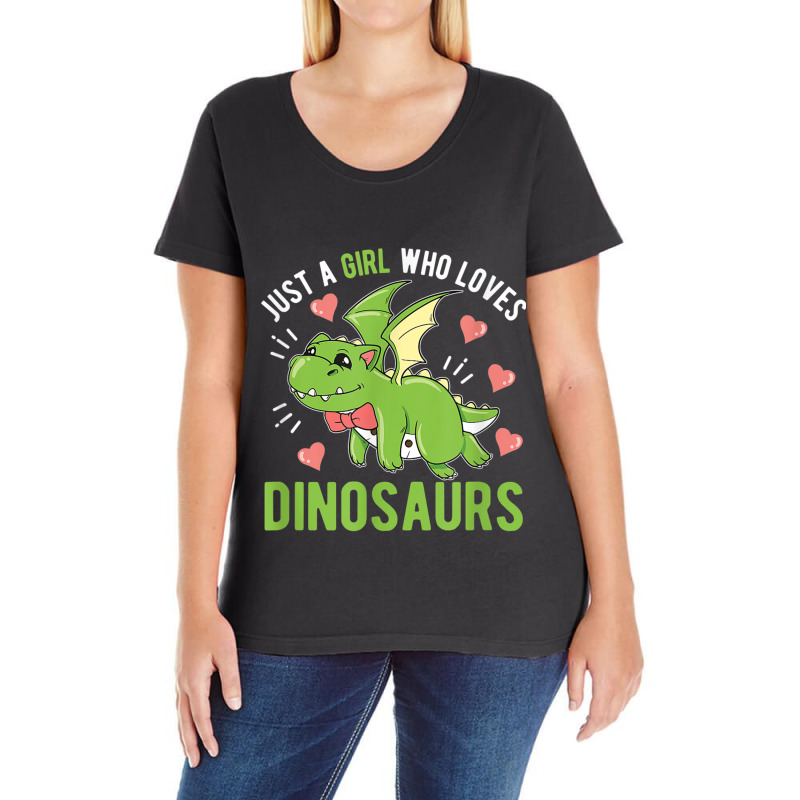 Just A Girl Who Loves Dinosaurs Dino Ladies Curvy T-Shirt by Juan-Design | Artistshot