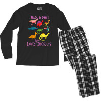 Just A Girl Who Loves Dinosaurs   Kids Dinosaur Men's Long Sleeve Pajama Set | Artistshot