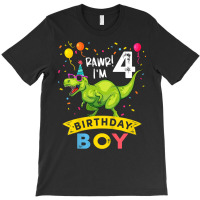 Kids 4 Year Old Shirt 4th Birthday Boy T Rex Dinosaur T Shirt T-shirt | Artistshot