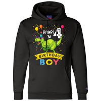 Kids 4 Year Old Shirt 4th Birthday Boy T Rex Dinosaur T Shirt Champion Hoodie | Artistshot