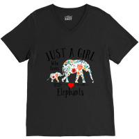 Just A Girl Who Loves Elephants Cute Design For Women Girls V-neck Tee | Artistshot