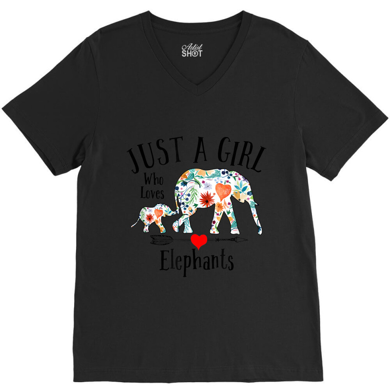 Just A Girl Who Loves Elephants Cute Design For Women Girls V-neck Tee | Artistshot