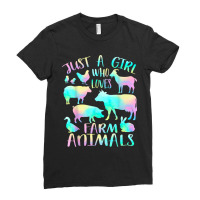 Just A Girl Who Loves Farm Animals  Cows Pigs Goats Lover Ladies Fitted T-shirt | Artistshot