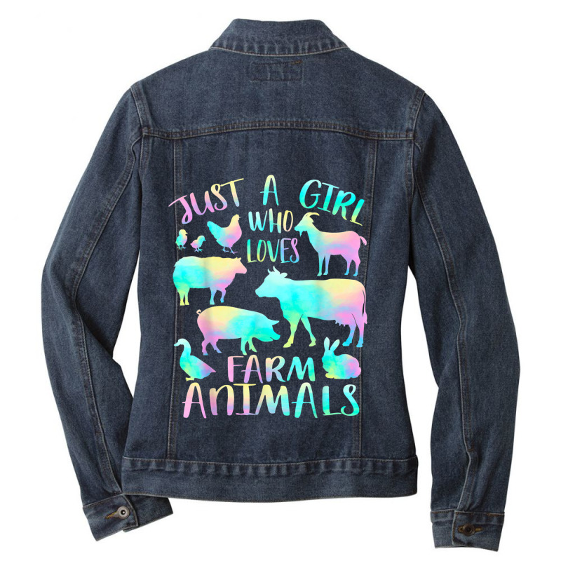 Just A Girl Who Loves Farm Animals  Cows Pigs Goats Lover Ladies Denim Jacket by Juan-Design | Artistshot