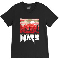 Just A Girl Who Loves Mars Vintage Martian Exploration Space V-neck Tee | Artistshot