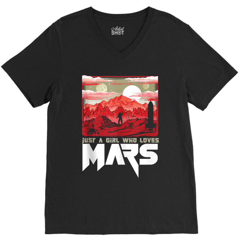 Just A Girl Who Loves Mars Vintage Martian Exploration Space V-neck Tee | Artistshot