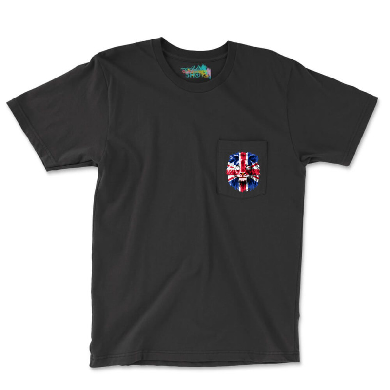 Union Jack Uk Flag Lion Face Great Britain Union Jack Flag T Shirt Pocket T-shirt | Artistshot