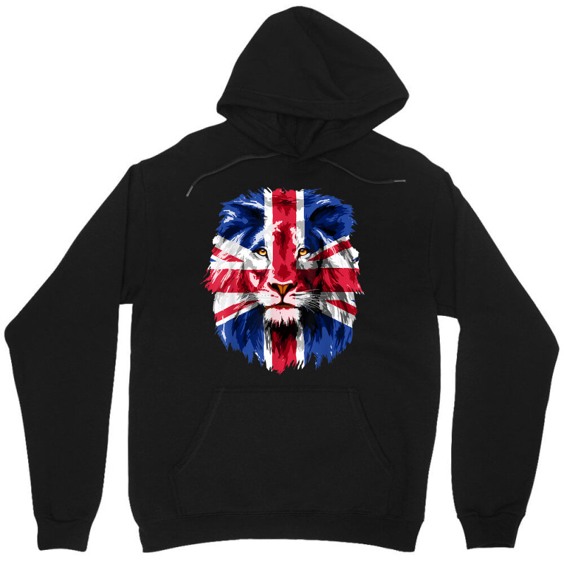 Union Jack Uk Flag Lion Face Great Britain Union Jack Flag T Shirt Unisex Hoodie | Artistshot