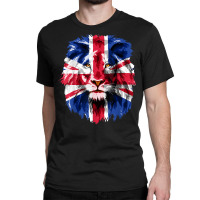 Union Jack Uk Flag Lion Face Great Britain Union Jack Flag T Shirt Classic T-shirt | Artistshot