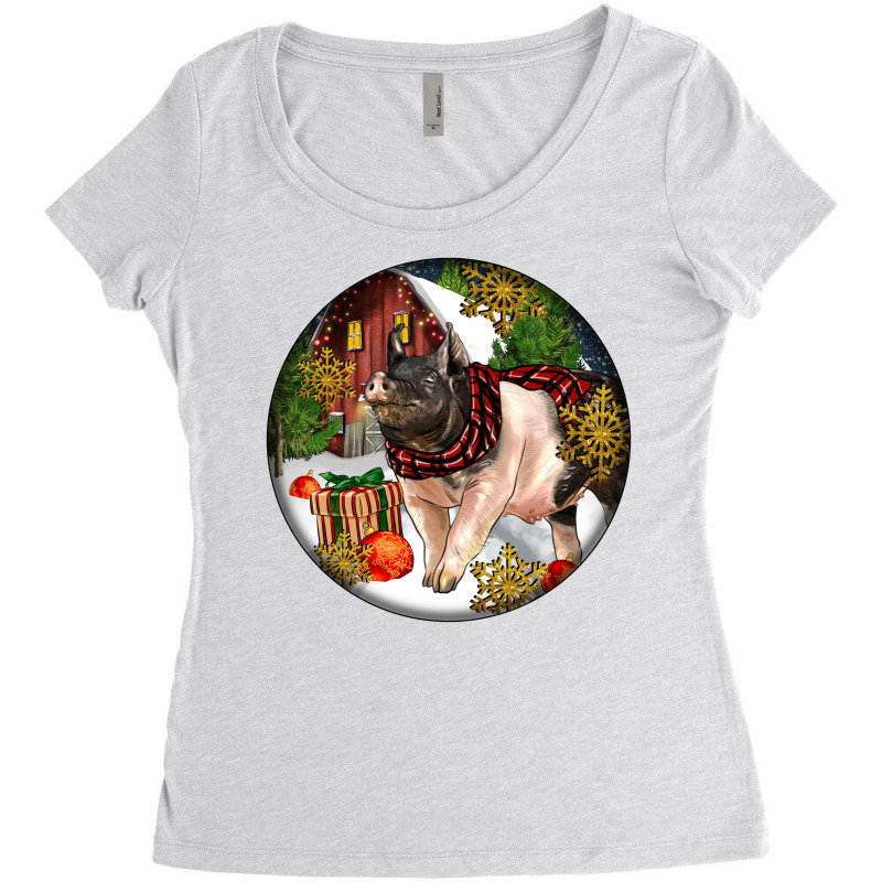 Hampshire Sow Pig Christmas Women's Triblend Scoop T-shirt by LillyAllenDesigns | Artistshot