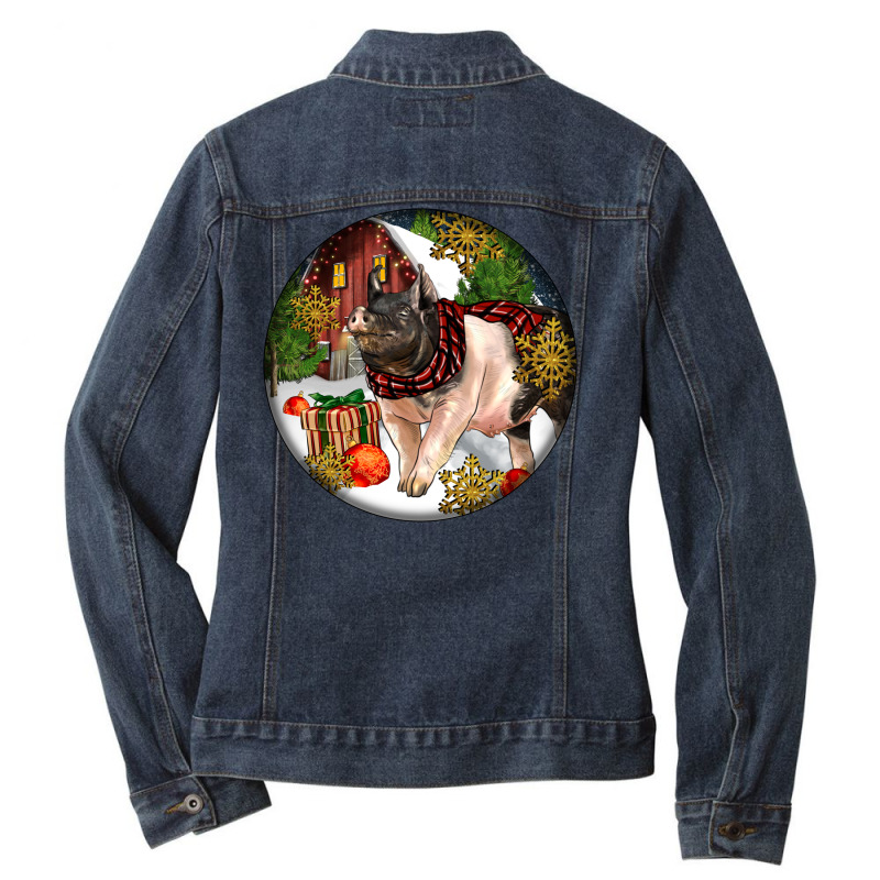 Hampshire Sow Pig Christmas Ladies Denim Jacket by LillyAllenDesigns | Artistshot