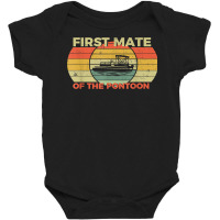 Retro First Mate Pontoon Captain Boat Boating Pontooning T Shirt Baby Bodysuit | Artistshot