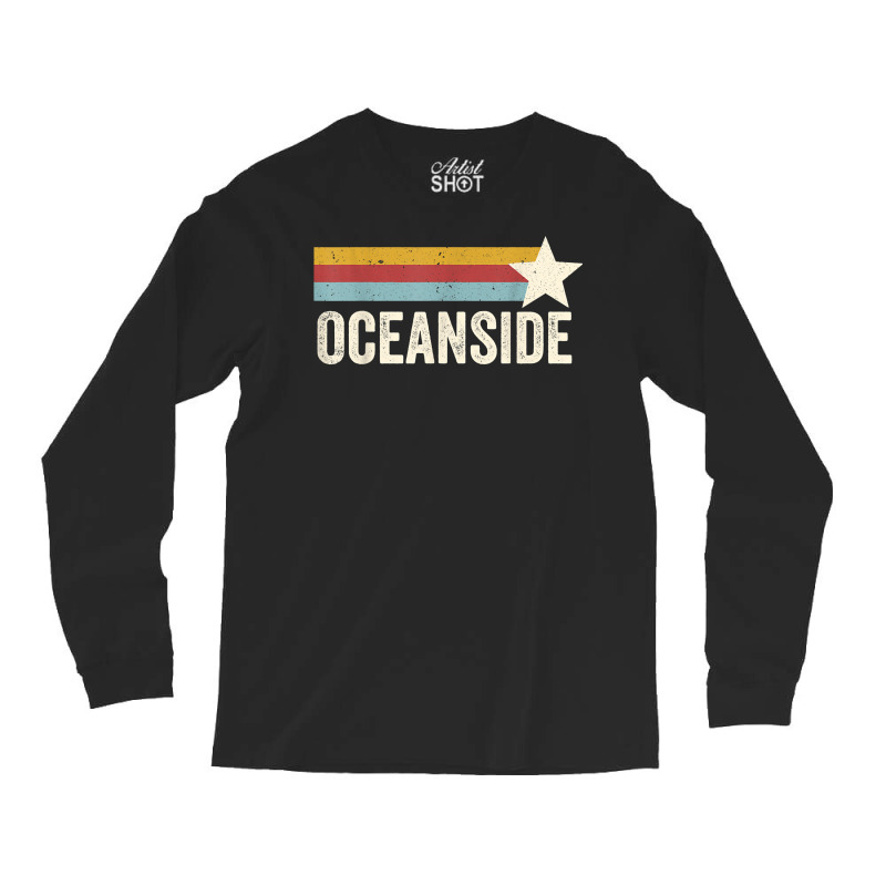 Us American City 70's Star Usa   Vintage Retro Oceanside T Shirt Long Sleeve Shirts | Artistshot