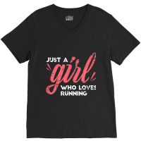 Just A Girl Who Loves Running Girl Track And Field Running V-neck Tee | Artistshot