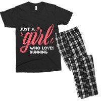 Just A Girl Who Loves Running Girl Track And Field Running Men's T-shirt Pajama Set | Artistshot