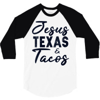 Womens Jesus Texas And Tacos Funny Foodie Cinco Mayo Christian Gift V 3/4 Sleeve Shirt | Artistshot