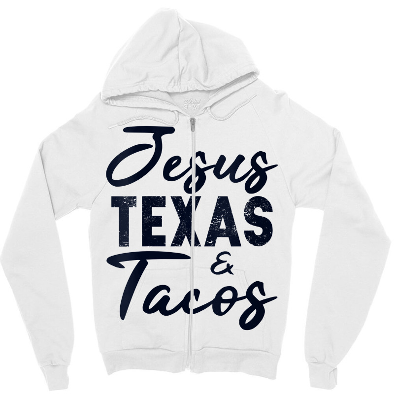 Womens Jesus Texas And Tacos Funny Foodie Cinco Mayo Christian Gift V Zipper Hoodie | Artistshot