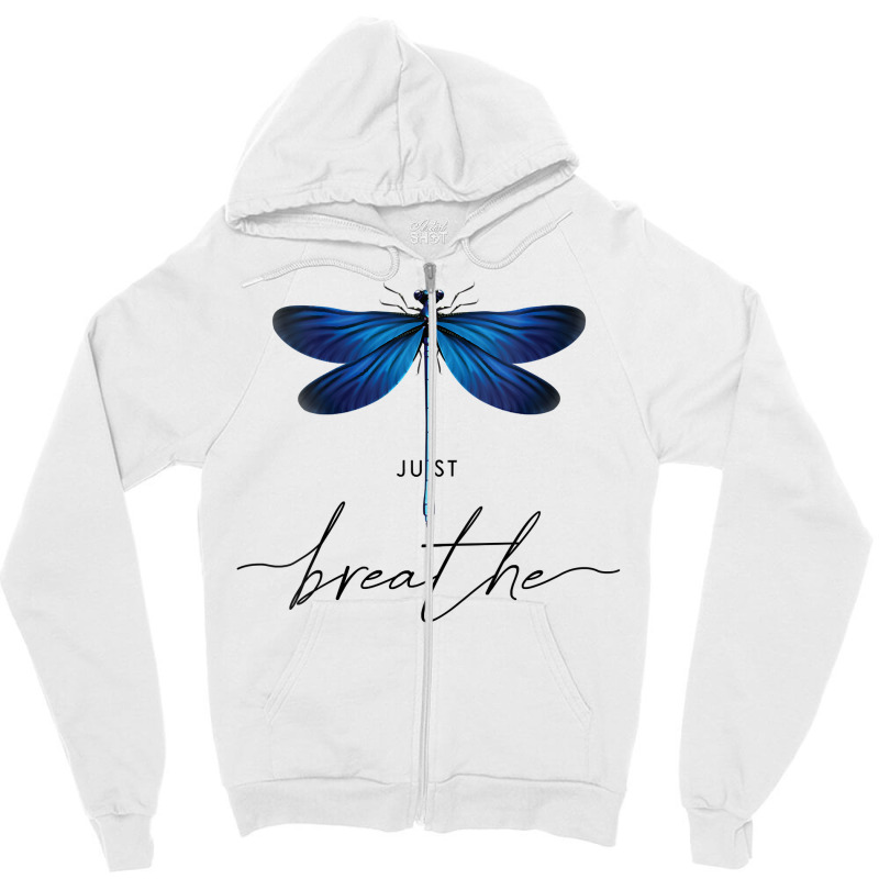 Womens Just Dragonfly Tattoodesign Summer Breathe Meditation Yoga V Ne Zipper Hoodie | Artistshot