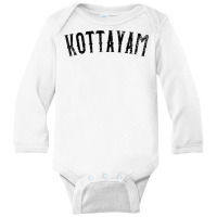 Kottayam India Vintage Black Text Apparel T Shirt Long Sleeve Baby Bodysuit | Artistshot