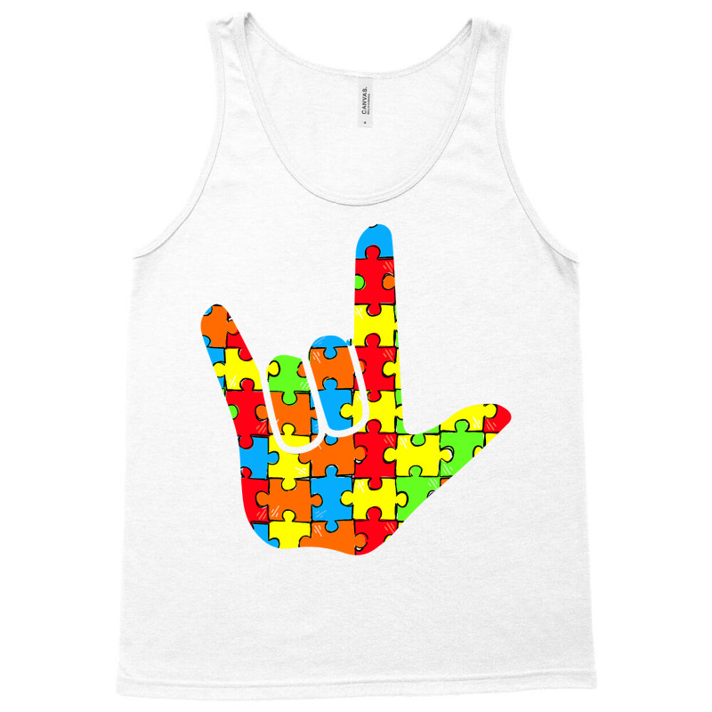 Asl Love Sign Language Autism Gift Awareness Support Tank Top by EricWade | Artistshot