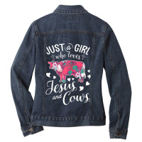 Just A Girl Who Loves Jesus And Cows T  Farmer Lover Ladies Denim Jacket | Artistshot