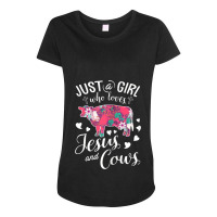 Just A Girl Who Loves Jesus And Cows T  Farmer Lover Maternity Scoop Neck T-shirt | Artistshot