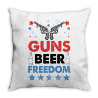 Guns Beer Freedom For White Throw Pillow | Artistshot