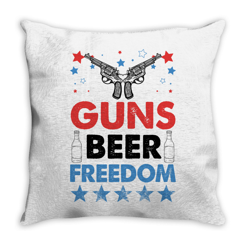 Guns Beer Freedom For White Throw Pillow | Artistshot